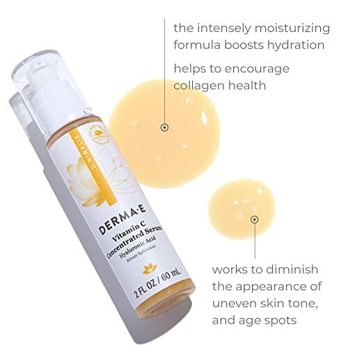 Derma E Vitamin C Concentrated Serum bottle with serum drops.