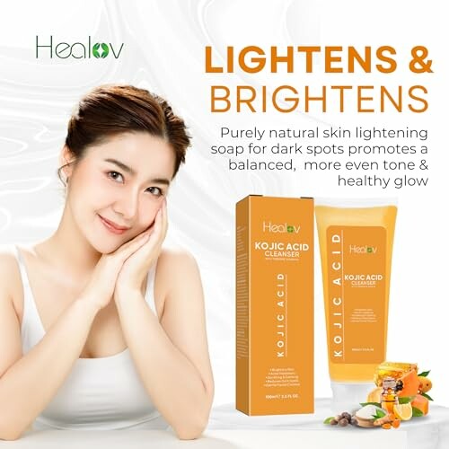 Healev Kojic Acid Cleanser for skin lightening and brightening