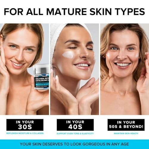 Collagen skincare for mature skin in 30s, 40s, and 50s.